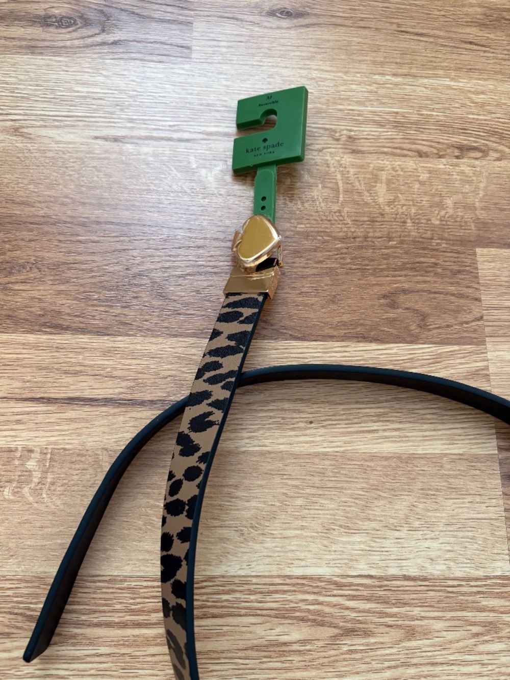 NWT Kate Spade Women’s Twist Reversible Animal Print/Black Belt